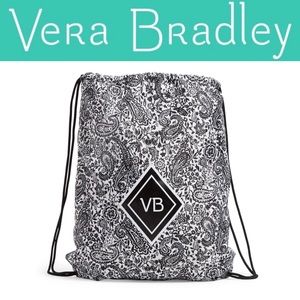 Vera Bradley Drawstring Backsack in Eden Paisley Black